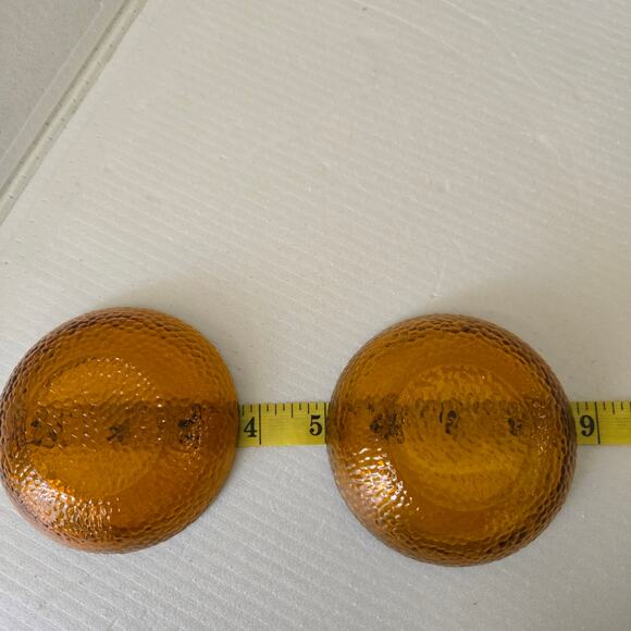 Vintage Amber Glass Dishes Set of 2 3.75" Diameter Textured Finish - Picture 9 of 10